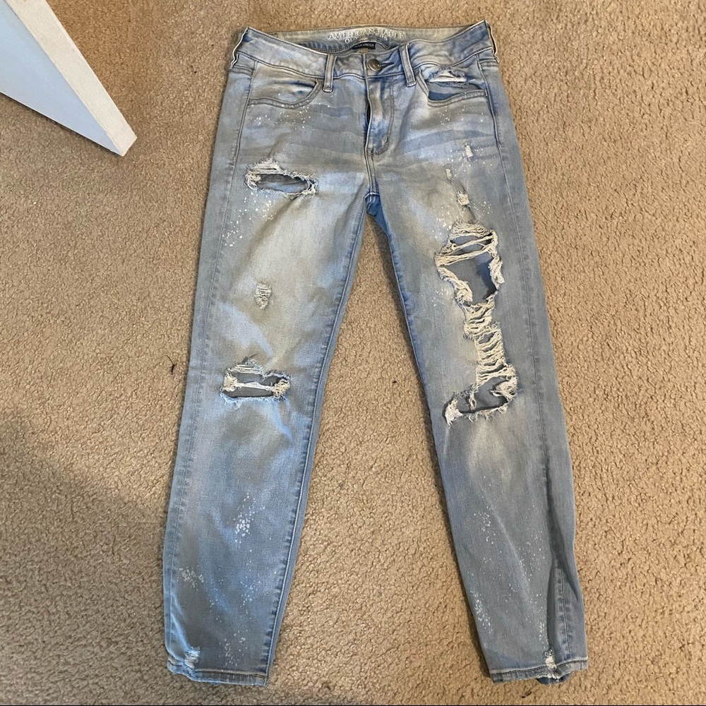 American Eagle High Waist Ripped Cropped Jeggings